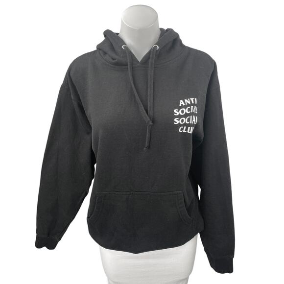 Anti Social Social Club Kkoch Black Logo Floral Graphic Hoodie Sweatshirt Top M - Picture 1 of 5